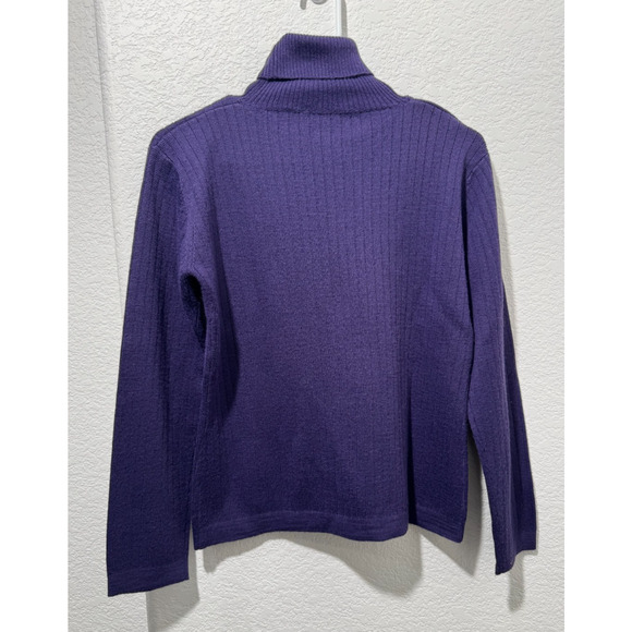 Meister Sweater Sz S Women’s Wool Acrylic Pullover Turtleneck Purple Snowflake - Picture 2 of 8